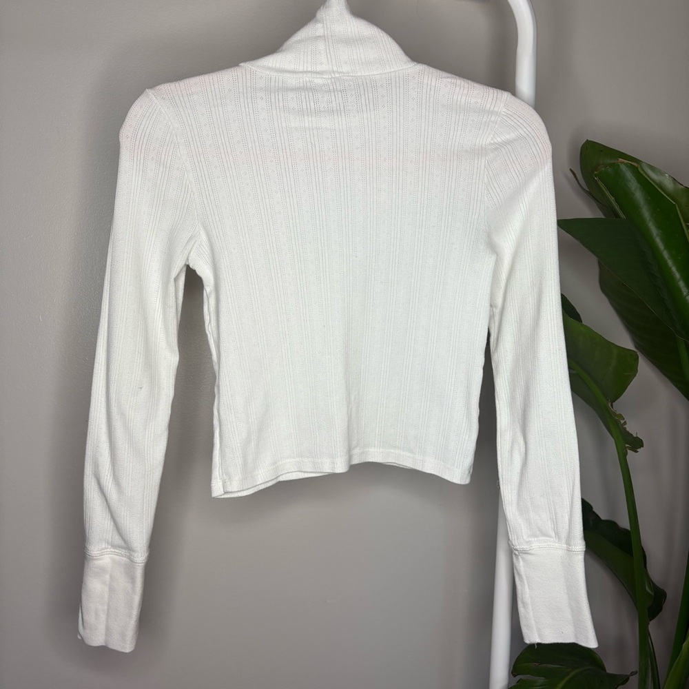 Aerie White Ribbed Detailed Thermal Turtleneck Long Sleeve Top Size XS - Picture 7 of 9